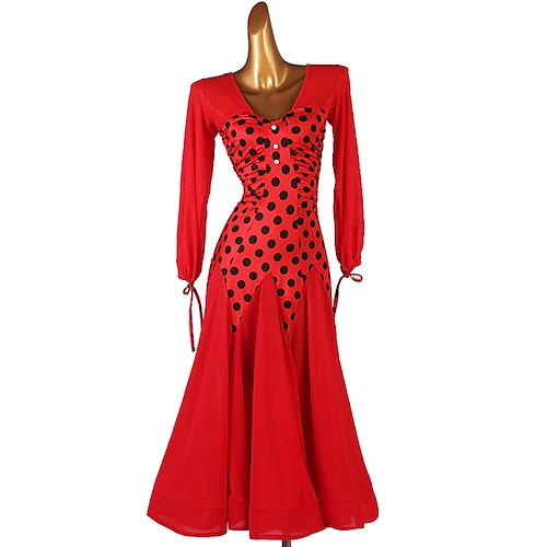 

Ballroom Dance Dress Pattern / Print Women's Performance Long Sleeve Spandex