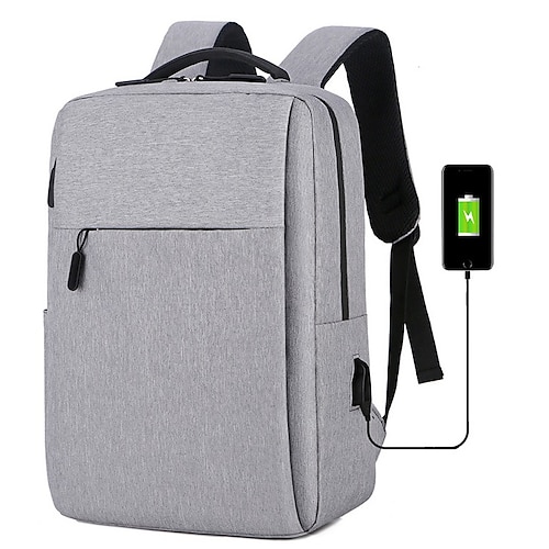 

Unisex Backpack Laptop Bag School Bag Rucksack Oxford Solid Color Large Capacity Waterproof Zipper Daily Blue Black Gray Red