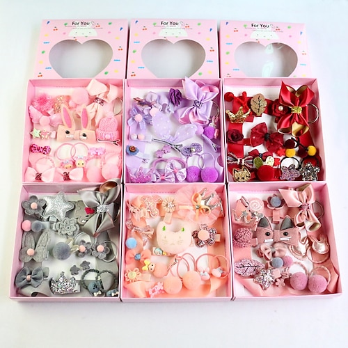 

18 Pieces Set Children's Head Accessories Hairpin Side Clip Girls Hair Rope Hair Ring Rubber Band Princess Head Tie