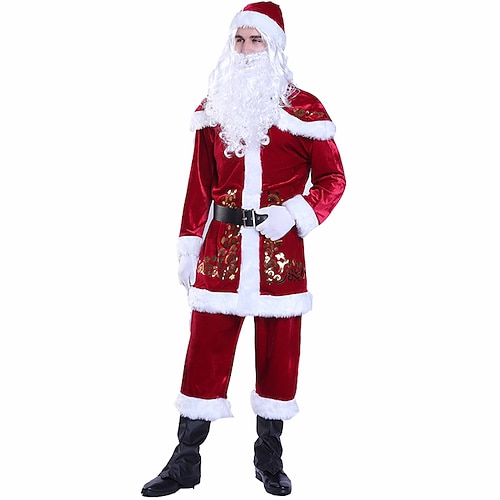 

Santa Suit Santa Claus Costume Adults' Women's Cosplay Costume Christmas Christmas Festival Christmas Halloween Festival / Holiday Polyester Velour Red Women's Easy Carnival Costumes Solid Color