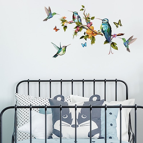

håndmalet farve sommerfuglgren fugl wallsticker stue tv baggrundsvæg personlig dekoration wallsticker 50x70 cm wallstickers til soveværelse stue