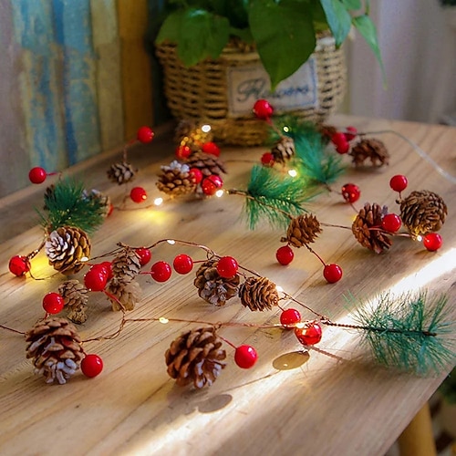 

2M 20LEDs Pine Cone Pearl Fruit LED String Lights Battery Operated Fairy Lights Christmas Home Garden Decoration Light