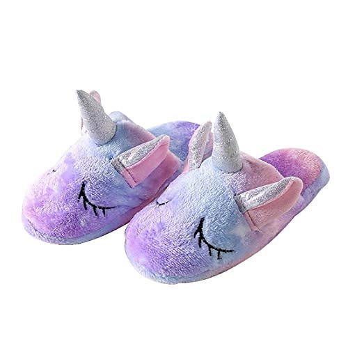 

unicorn slippers household anti-slip indoor home slippers for girls and boys(12.5-13.5 little kid,purple)