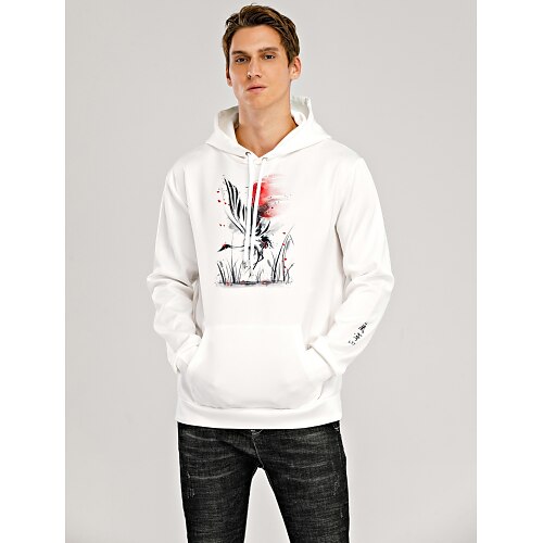 

Men's Women's Hoodie White Hooded Graphic Bird Print Oversized Streetwear Cool Designer Winter Clothing Apparel Hoodies Sweatshirts Long Sleeve