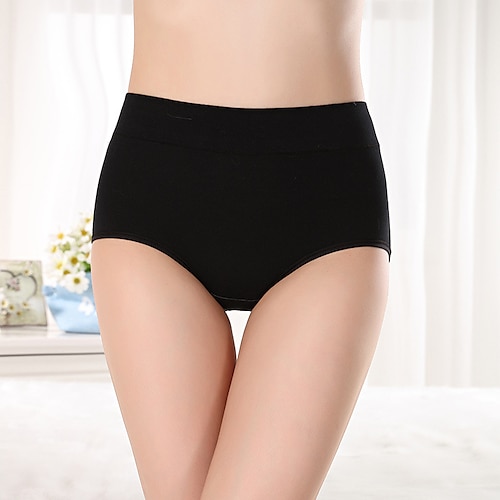 Mujer Básico Confort Color puro Slip Microelástico Alta cintura Rosa M / 1 PC / Algodón