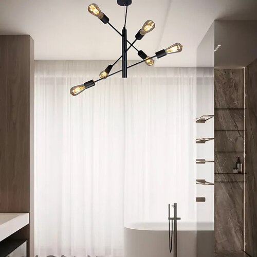 

6-Light 54 cm Sputnik Design Lysestager Metal Glas Malede finish Sort Moderne Nordisk stil 110-120V 220-240V