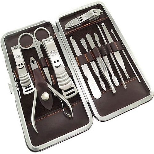 

Set Nail Clippers Pedicure Kit -12 Pieces Stainless Steel Manicure Kit, Professional Grooming Kits, Nail Care Tools with Case