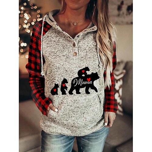 

Damen Hoodie Sweatshirt Kapuze Weiß Mit Kapuze Graphic Herz Bär Casual Bekleidung Kapuzenpullover Sweatshirts Lockere Passform