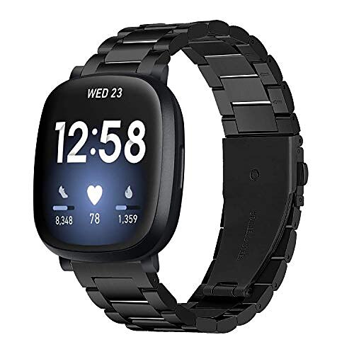 

cinturini in metallo compatibili con fitbit versa 3 / fitbit sense, cinturino in acciaio inossidabile cinturino in metallo solido sostituzione del cinturino per fitbit versa 3 smart watch uomo donna