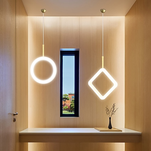 

1/3 Heads LED Pendant Light Nordic Circle Lozenge 360 Degree Full Glow Art Acrylic Restaurant Chandelier Modern Simple Guest Room Luxury LED Lamps Christmas Decoration AC220V