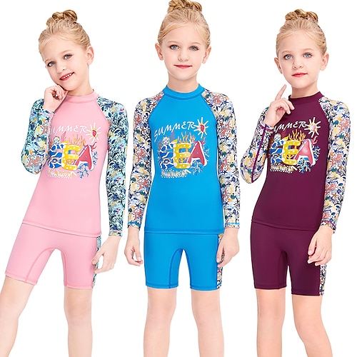 

Dive&Sail Girls' Rash Guard Dive Skin Suit UV Sun Protection UPF50 Breathable Long Sleeve Lycra Swimsuit Swimming Diving Surfing Snorkeling Patchwork Summer / Stretchy / Quick Dry / Quick Dry