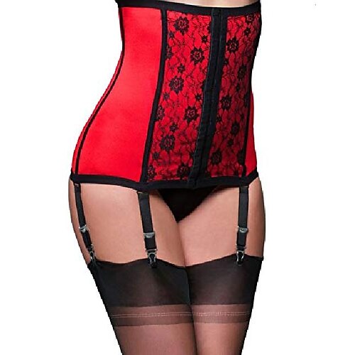 

Corsetto Per donna Corsetti Natale Halloween Ricevimento di matrimonio Compleanno Plus Size Nero Rosso Sensuale Completini con corsetto Gancetti Classico Fasciante in vita Sostegno e protezioni Di