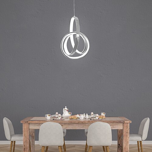 

LED Modern Mini Pendant Light Ring Design Hanging Suspension Lighting Nordic Modern 10W 800Lm Light Aluminium Chrome Finishing for Dining Living Room Kichten Lamp
