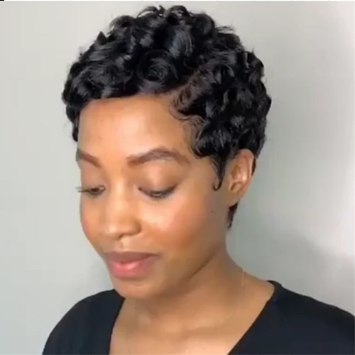 

6 Inch Black Ladies Exquisite Short Black Curly Hair Everyday Wig Celebrity Wig