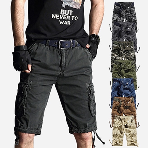 

Men's Cargo Shorts Hiking Shorts Tactical Shorts Military Summer Outdoor Loose 10"" Ripstop Multi-Pockets Breathable Sweat wicking Shorts Bottoms Knee Length Light Coffee Jungle camouflage Cotton Work