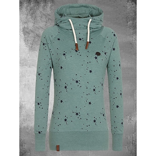 

Damen Pullover Hoodie Sweatshirt Grafik Batik Stern Alltag Ausgehen Büro Freizeit Kapuzenpullover Sweatshirts Grün