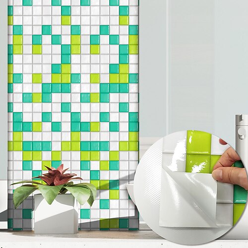 

Mosaico 3d hierba tierna verde pegatinas de pared baño impermeable azulejo pegatinas aceite de cocina y pegatinas antiincrustantes 240x20cm