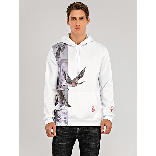 

Men's Women's Hoodie Pullover Hoodie Sweatshirt White Hooded Graphic Bird Chinese Style Oversized Daily Weekend 3D Print Streetwear Casual Clothing Apparel Hoodies Sweatshirts Long Sleeve
