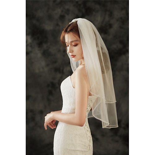 

Two-tier Basic / Classic & Timeless Wedding Veil Elbow Veils with Sparkling Glitter / Crystals / Rhinestones 31.5 in (80cm) Tulle