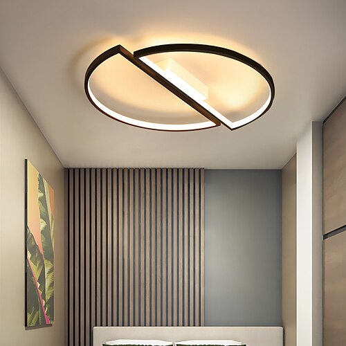 

45cm LED Ceiling Light Round Circle Geometric Modern Simple Basic Black White Flush Mount Lights Metal Painted Finishes 110-120V 220-240V