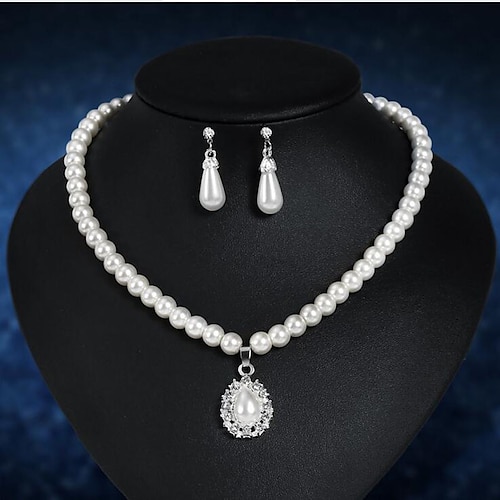 

1 set Jewelry Set For Women's Pearl Anniversary Party Evening Festival Imitation Pearl Chrome Classic Pear