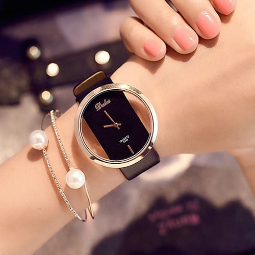 

Quartz Watches for Women's Analog Quartz Stylish Casual Creative Large Dial Metal Leather Skeleton Strap Watch Women Dress Watch