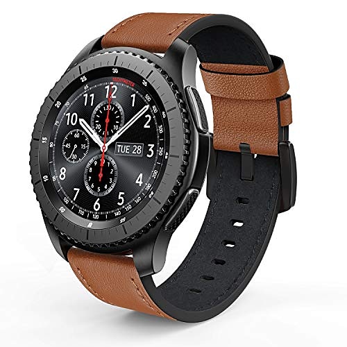 

Smart Watch Band for Samsung Galaxy Watch 3 Galaxy Watch Gear S3 Frontier Classic 45mm 46mm, 22mm Watch Band Genuine Leather Smartwatch Strap Business Leather Loop Replacement Wristband