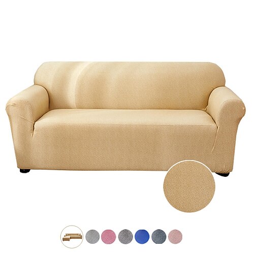 

Stretch Sofa Cover Slipcover Elastic Sectional Couch Armchair Loveseat 4 or 4 or 3 Seater L Shape Grey Blue Plain Solid Soft Durable Washable