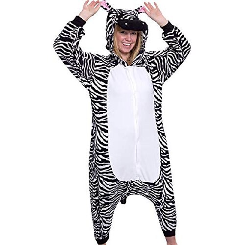 

adult pajamas - plush one piece cosplay animal costume (zebra, m)