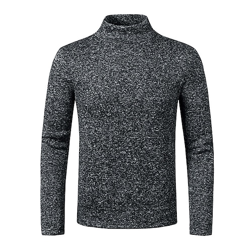 

Men's Sweater Pullover Sweater Jumper Turtleneck Sweater Knit Hollow Out Solid Color Turtleneck Basic Daily Clothing Apparel Winter Black Light gray S M L