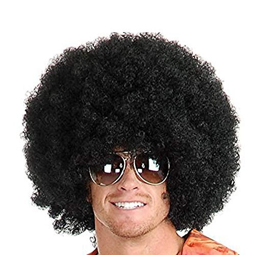 

60s 70s rocker ross wig black short curly afro wig for women men disco home party costume acessory (without sunglasess)