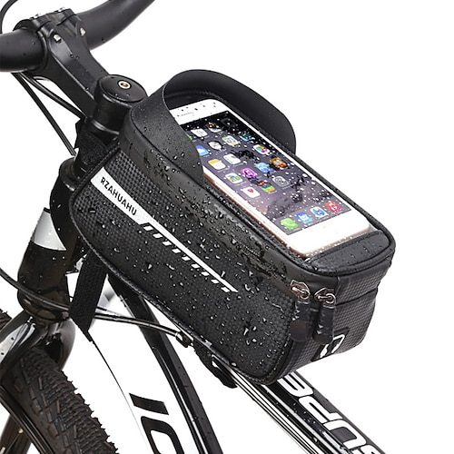 1.5 L Bike Frame Bag Top Tube Touch Screen Reflective Portable Bike Bag PU(Polyurethane) Bicycle Bag Cycle Bag Outdoor Exercise Multisport