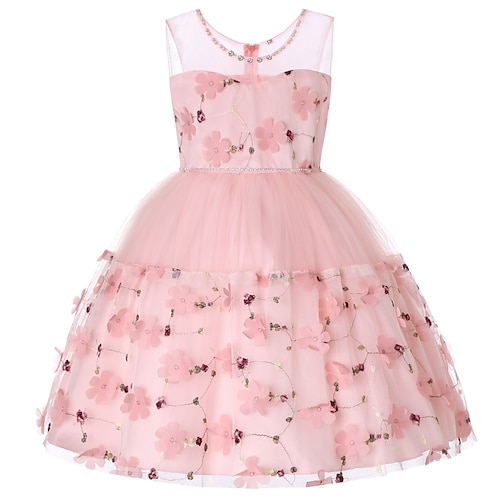 

Bambino Da ragazza Vestito Floreale Abito in tulle Al ginocchio Vestito Prestazioni Retato Cotone Senza maniche Essenziale Vestito 4-13 anni Inverno Verde Viola Rosa
