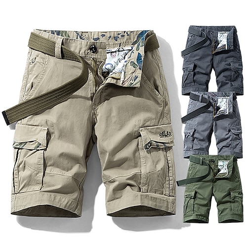 

Men's Cargo Shorts Hiking Shorts Military Summer Outdoor Standard Fit 10 Breathable Quick Dry Multi Pockets Sweat wicking Shorts Bottoms Knee Length Dark Grey Army Green Cotton Work Camping / Hiking