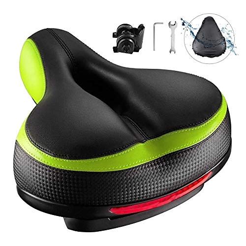 

bike seat, most comfortable bicycle seat dual shock absorbing memory foam waterproof bicycle saddle bike seat replacement with refective tape for mountain bikes, road bikes