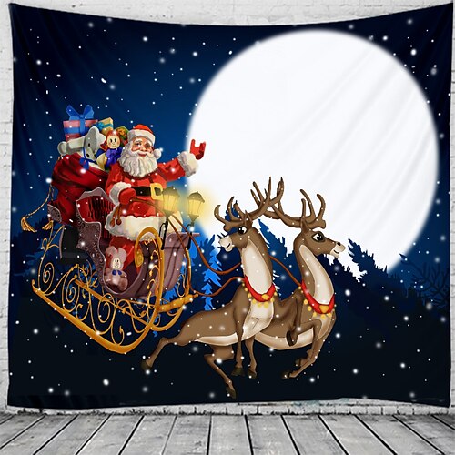 

Christmas Santa Claus Holiday Party Wall Tapestry Photography Background Art Decor Blanket Tablecloth Hanging Home Bedroom Living Room Dorm Decoration Christmas Tree Gift Fireplace