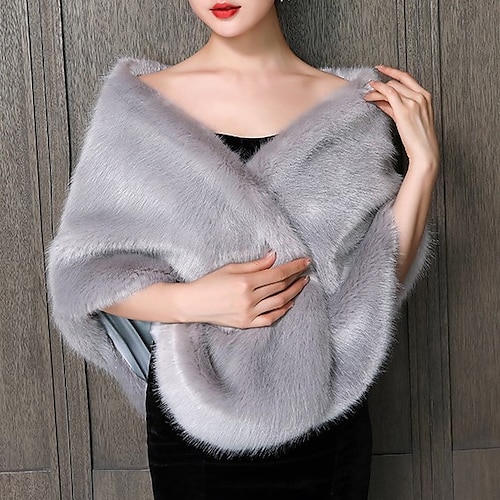 

Sleeveless Capes Orlon Wedding Shawl Wrap With Fur