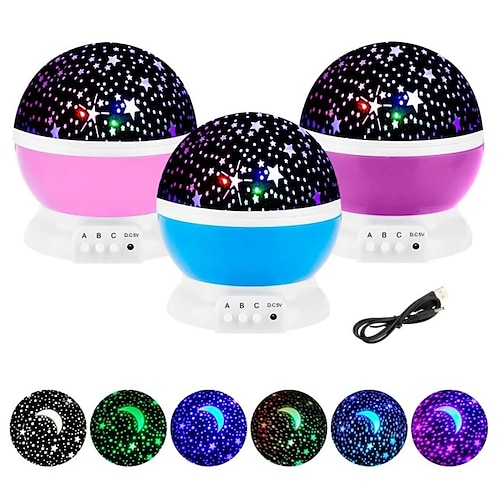 

Star Projector Night Light 360-Degree Rotating Desk Lamp 8 Colors Changing with USB for Children Baby Bedroom and Party Decorations