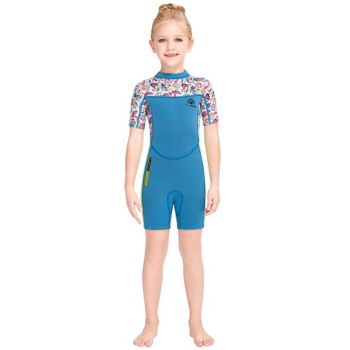 

Dive&Sail Girls' Shorty Wetsuit 2.5mm SCR Neoprene Diving Suit Thermal Warm UV Sun Protection Quick Dry High Elasticity Short Sleeve Back Zip - Swimming Diving Surfing Scuba Patchwork Autumn / Fall