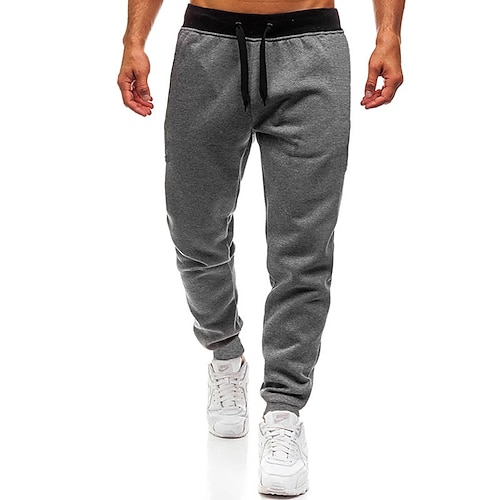 

Herre Joggingbukser Joggere Jogger Bukser Elastisk Talje Sport & Udendørs Dagligdagstøj Bomuld Sort Mørkegrå