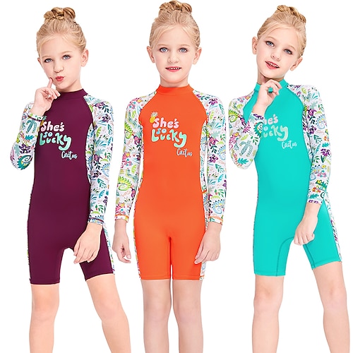 

Dive&Sail Girls' Rash Guard Dive Skin Suit UV Sun Protection UPF50 Breathable Long Sleeve Lycra Swimsuit Back Zip Swimming Diving Surfing Snorkeling Patchwork Summer / Stretchy / Quick Dry