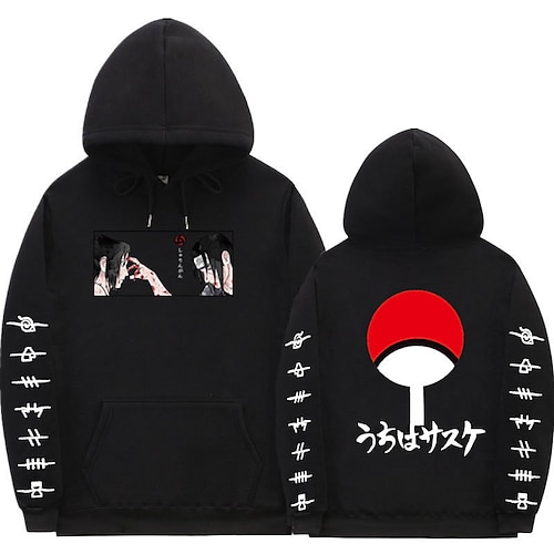 

Naruto Cosplay Akatsuki Uchiha Itachi Sweat à capuche Anime Dessin Animé Imprime Imprimé Harajuku Art graphique Sweat à capuche Pour Homme Femme Hommes Adulte Mélangé polyester / coton