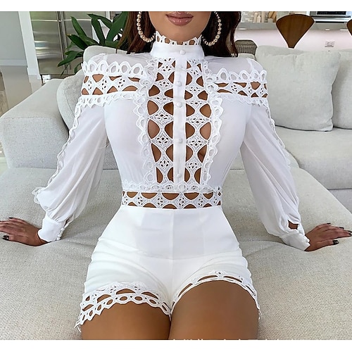 

Women's Sweater Dress Black White Long Sleeve Lace Fall Hot Slim S M L XL