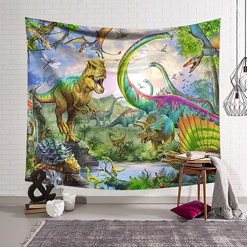 

Wall Tapestry Art Decor Blanket Curtain Hanging Home Bedroom Living Room Decoration Polyester Dinosaur World