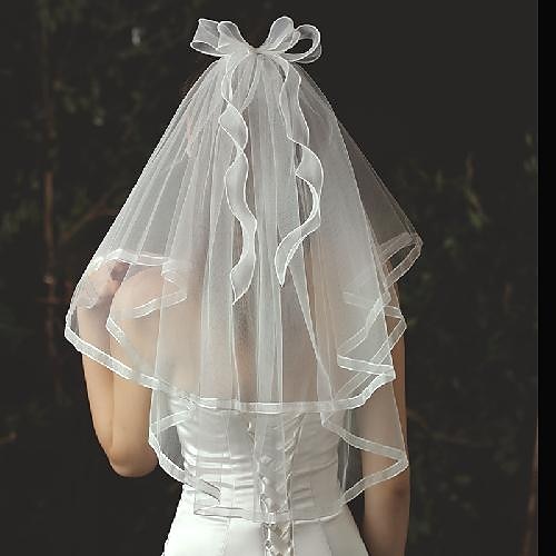 

Two-tier Stylish / Cute Wedding Veil Elbow Veils with Trim Tulle