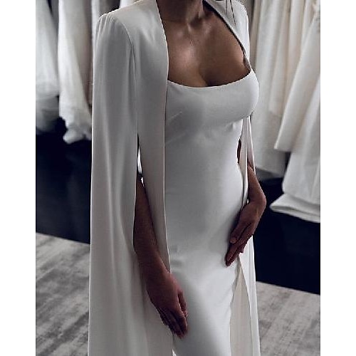 

Mermaid / Trumpet Wedding Dresses Scoop Neck Court Train Stretch Satin Sleeveless Country Simple with 2022