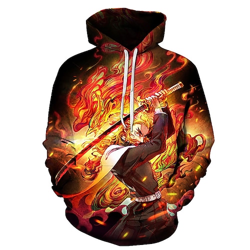 

Inspired by Demon Slayer Rengoku Kyoujurou Cosplay Costume Hoodie Cartoon 3D Harajuku Graphic Kawaii Hoodie For Men's Women's Adults' 3D Print Polyester / Cotton Blend