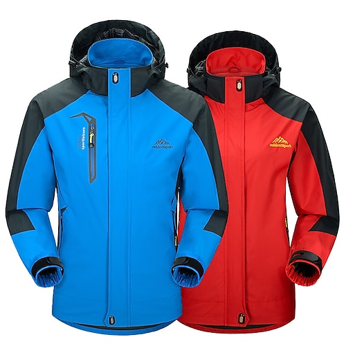 

Men's Windbreaker Hoodie Jacket Waterproof Hiking Jacket Outdoor Thermal Warm Waterproof Windproof Quick Dry Outerwear Coat Top Hunting Fishing Climbing Army Green (Men's) Red (male) Denim blue