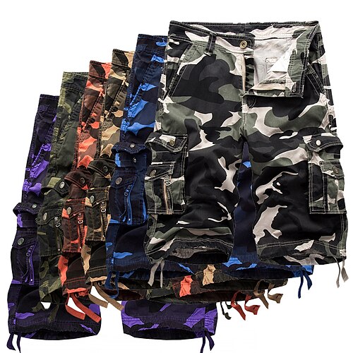 

Men's Cargo Shorts Hiking Shorts Military Camo Summer Outdoor 10"" Ripstop Breathable Multi Pockets Wear Resistance Shorts Knee Length Green Purple Cotton Work Hunting Fishing 29 30 31 32 34