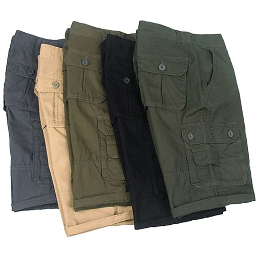 

Men's Hiking Cargo Shorts Military Solid Color Summer Outdoor 10 Ripstop Multi-Pockets Breathable Anti-tear Cotton Knee Length Shorts ArmyGreen Army Yellow Gray khaki Black Work Hunting Fishing 29